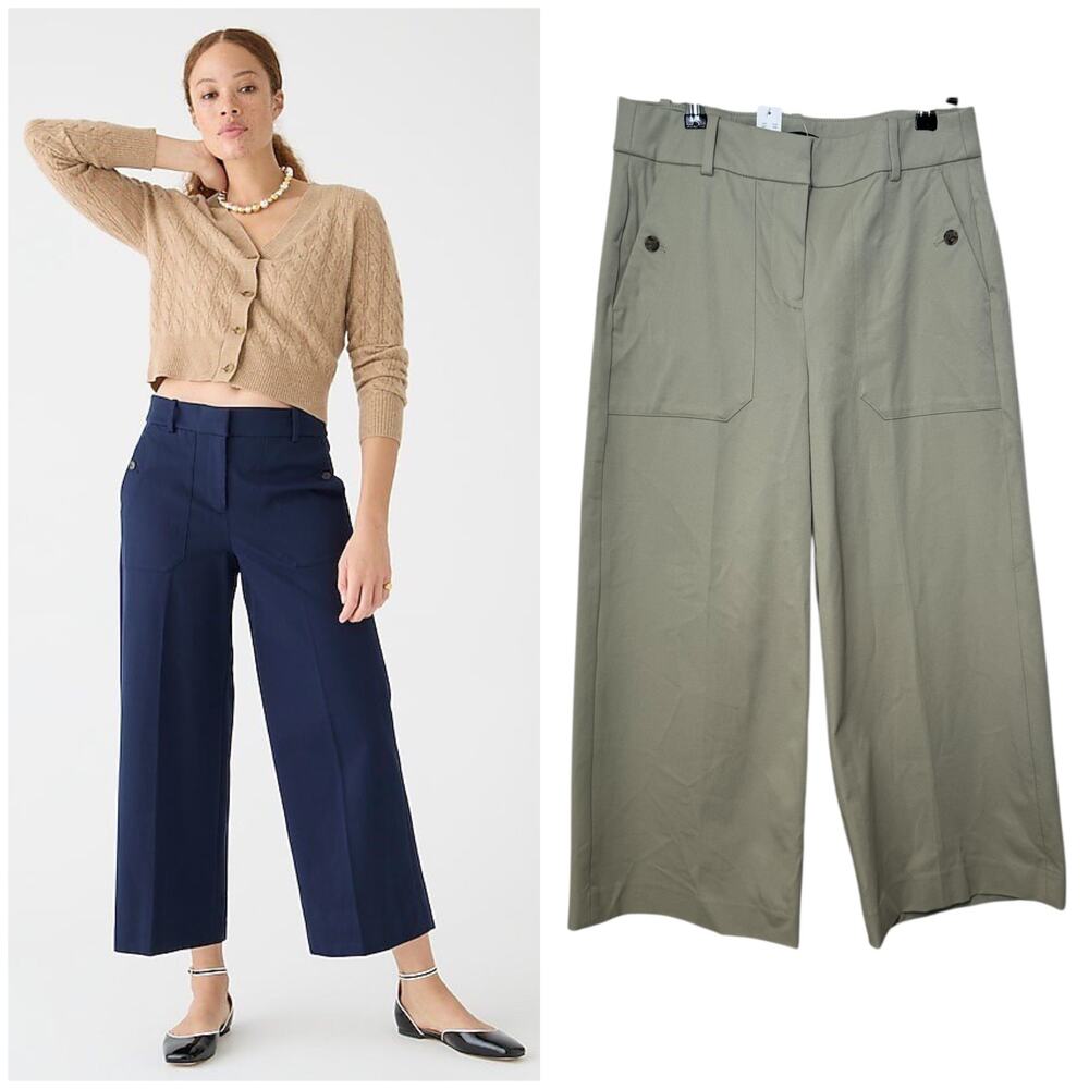 NWT J. Crew Sydney Wide Leg Pant Sage Green‎ 10 Petite Spring Work Office Career